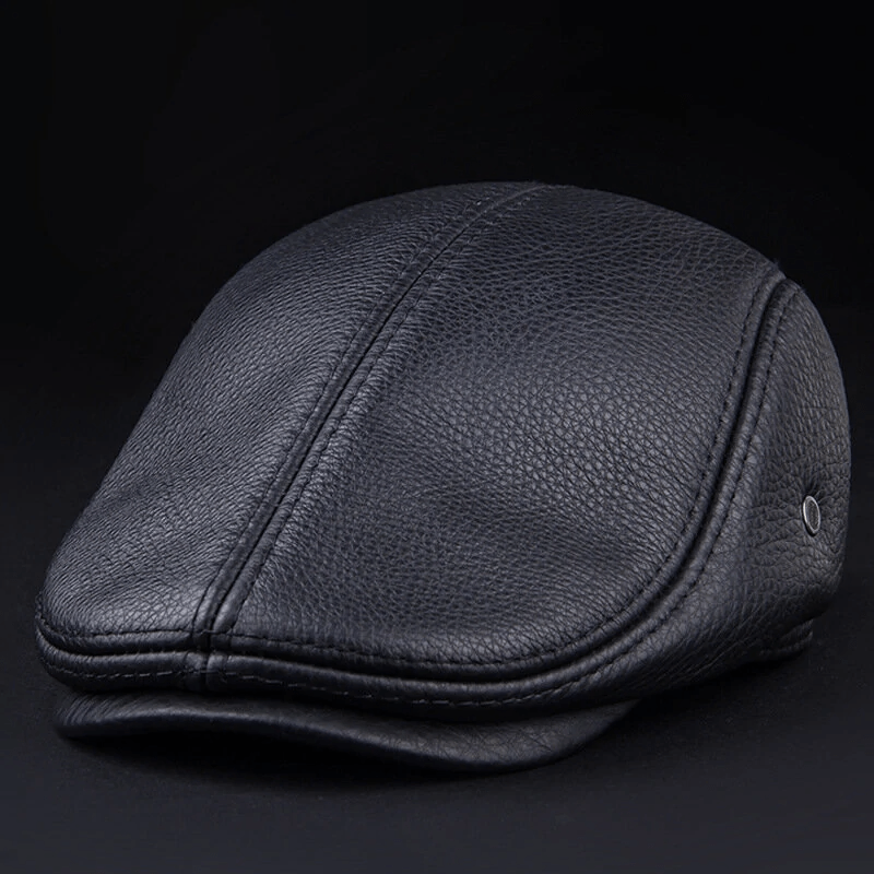 🎅New Year Sale🎁--40% OFF🎉 Mens Vintage Genuine Leather Earflaps Windproof Ivy Caps