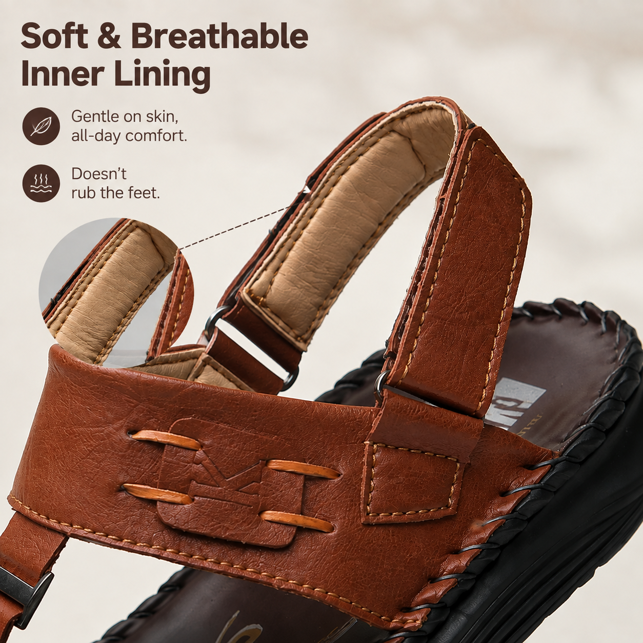 COMFYMORE® Men's Genuine Leather Adjustable Comfort Walking Sandals
