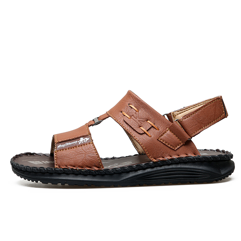 COMFYMORE® Men's Genuine Leather Adjustable Comfort Walking Sandals