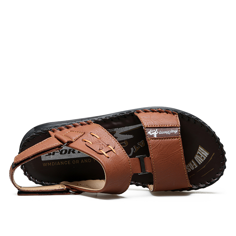 COMFYMORE® Men's Genuine Leather Adjustable Comfort Walking Sandals