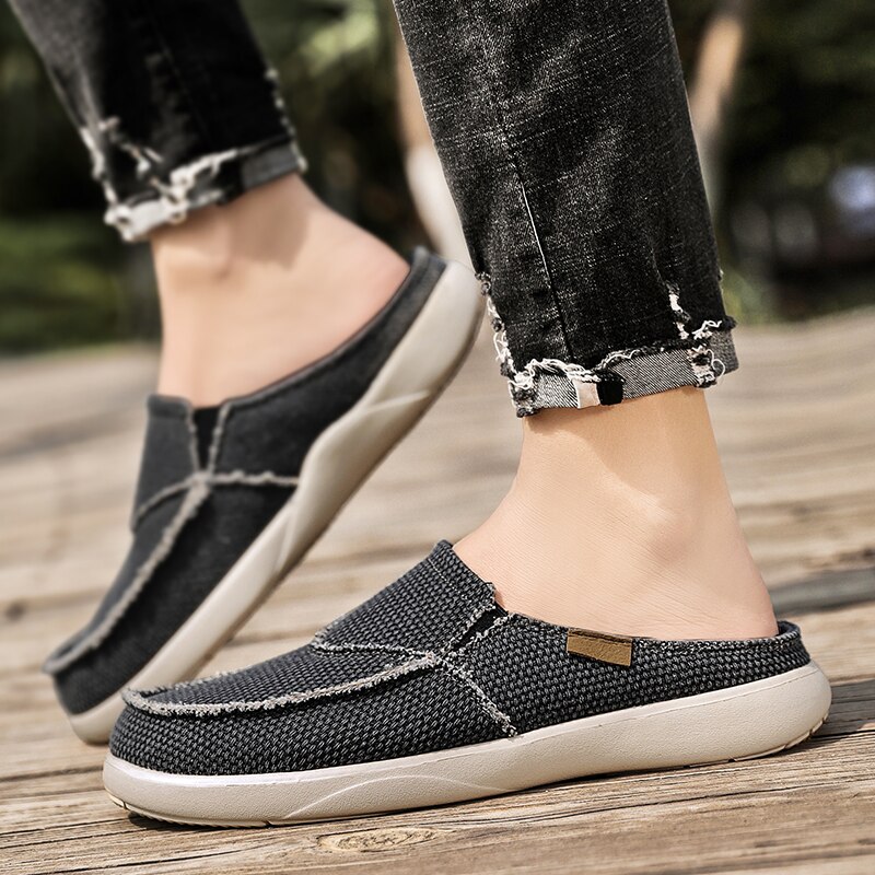 Mens Comfort Breathable Arch Support Casual Slip On Canvas Slippers