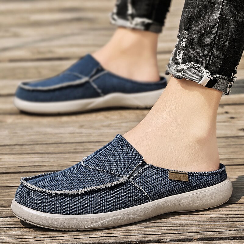 Mens Comfort Breathable Arch Support Casual Slip On Canvas Slippers