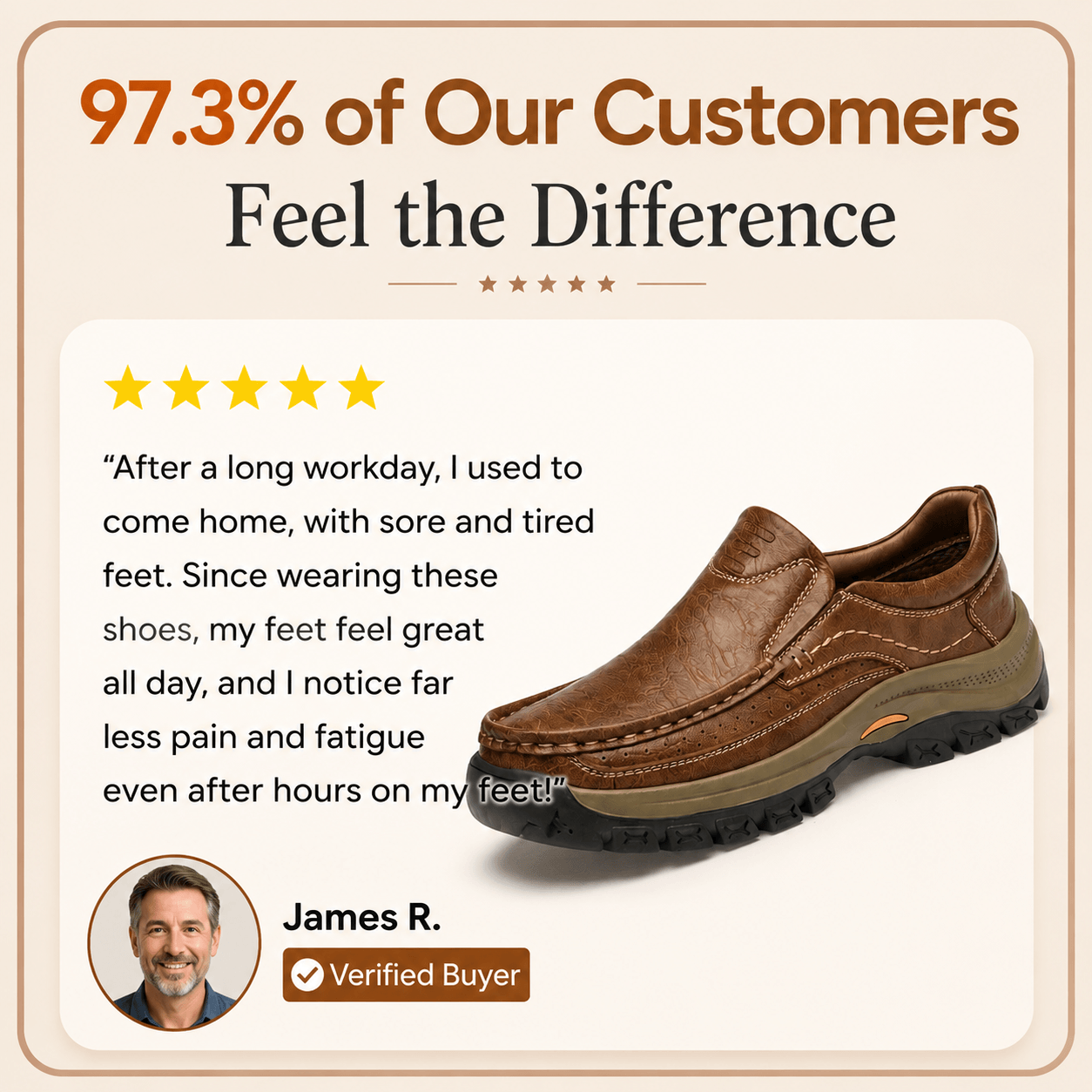 Orthopedic Walk-All-Day Loafers: Wide Toe Box & Premium Arch Support - Men's Leather Casual Shoes