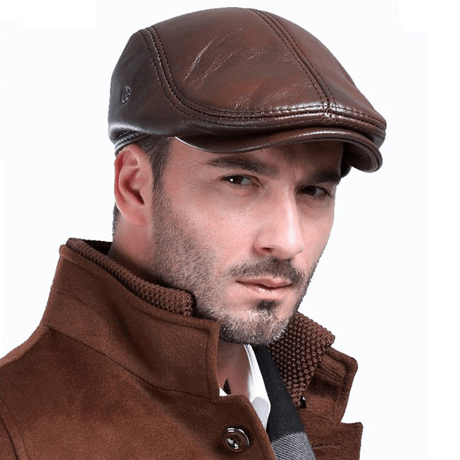 🎅New Year Sale🎁--40% OFF🎉 Mens Vintage Genuine Leather Earflaps Windproof Ivy Caps