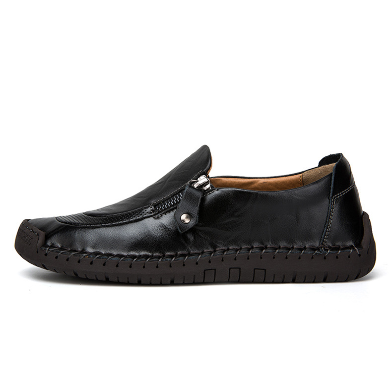 COMFYMORE™ Mens Handmade Side Zipper Casual Comfy Leather Slip On Loafers