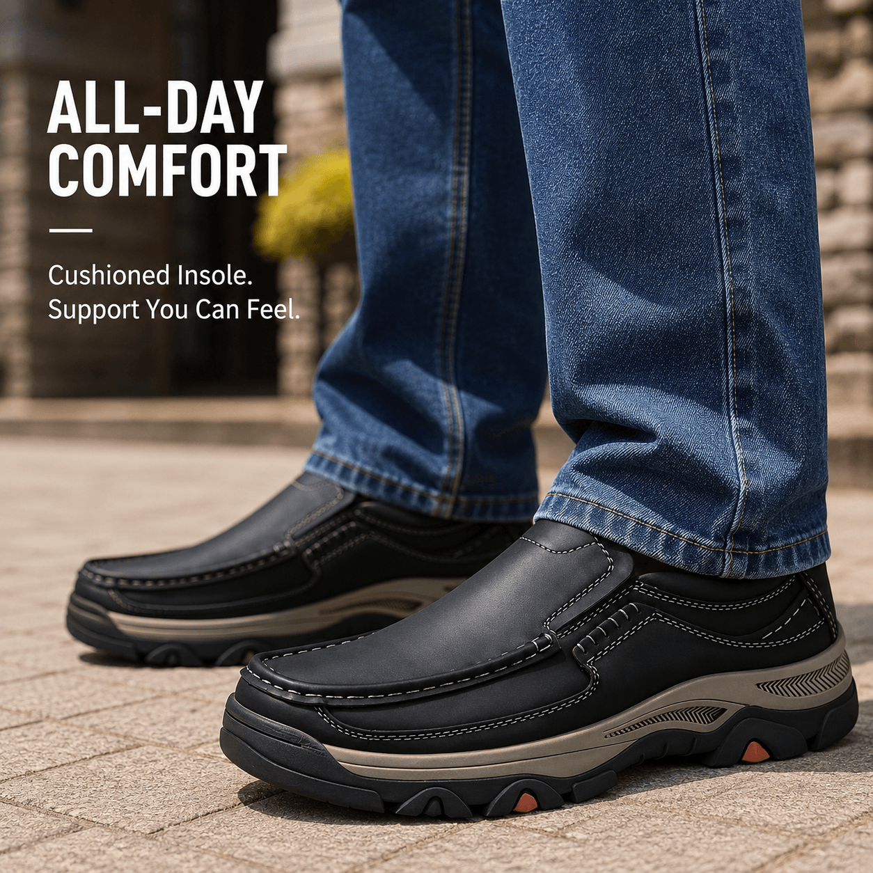⏰Promotion 50% OFF - Men’s Comfort Orthopedic Leather Slip-On Loafers — Easy On & Arch Support