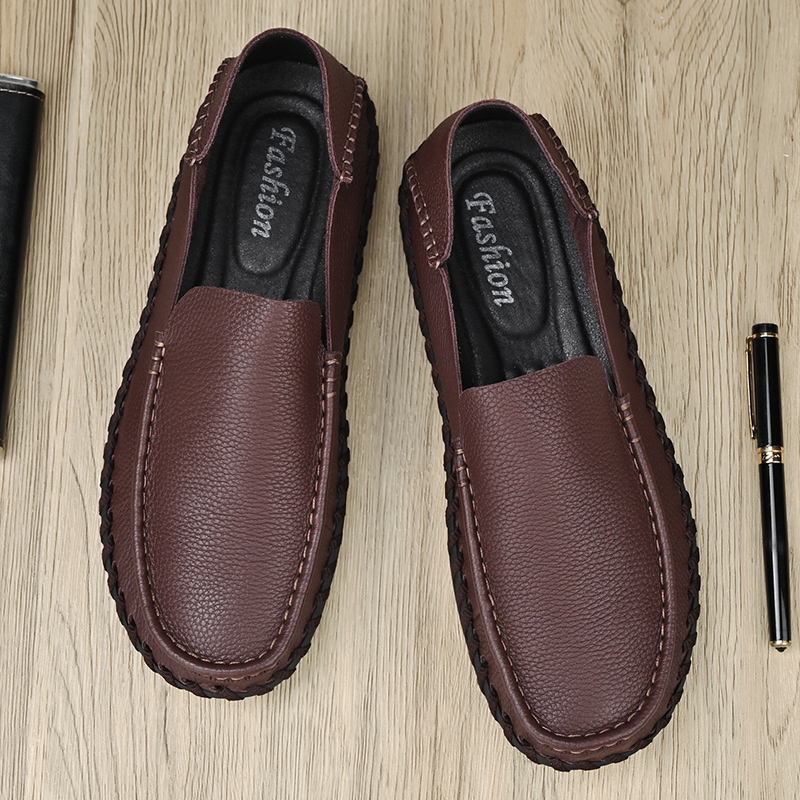 Comfymore™ Mens Genuine Leather Casual Business Slip On Shoes Fashion Slippers