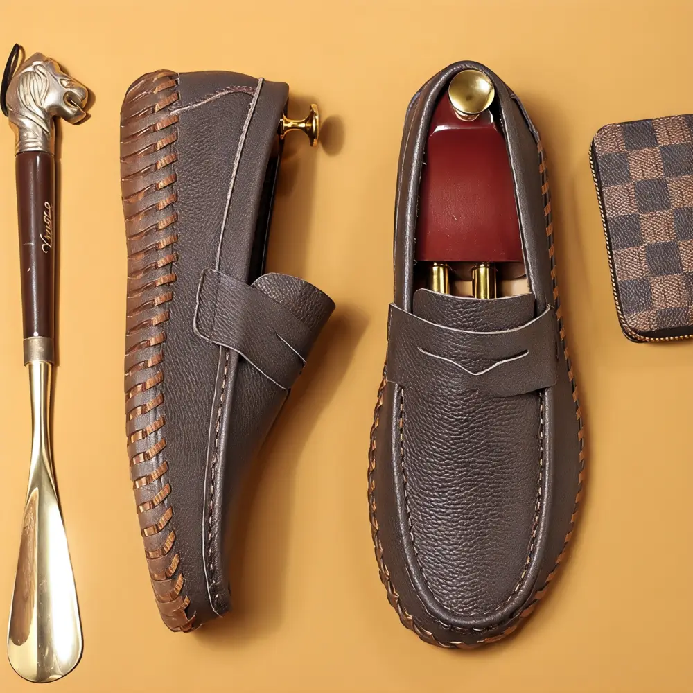 ⏰Limited-Time Offer – 50% Off🔥Men’s hand-stitched Genuine Leather Dress Slip On Penny Loafers