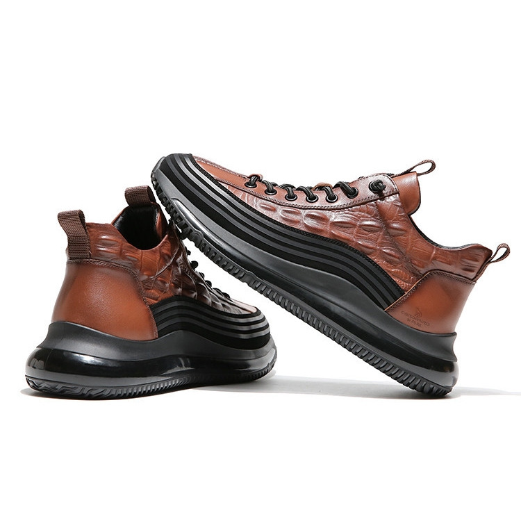 Comfymore™ Mens Crocodile Print Genuine Leather Non-slip Arch Support Casual Sneakers