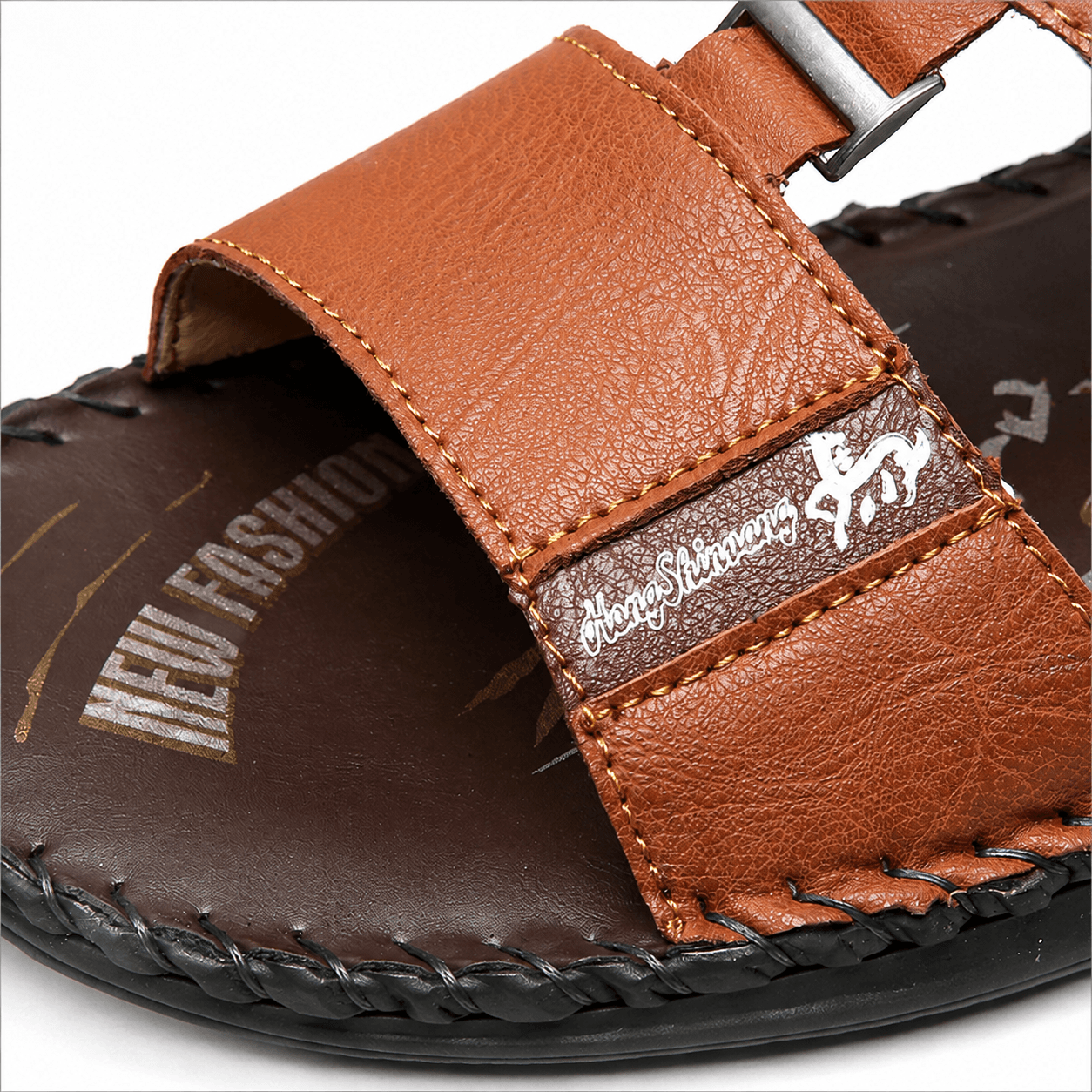 COMFYMORE® Men's Genuine Leather Adjustable Comfort Walking Sandals