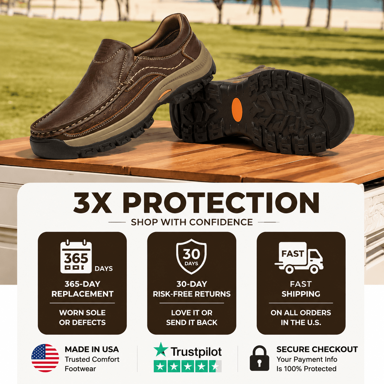 Orthopedic Walk-All-Day Loafers: Wide Toe Box & Premium Arch Support - Men's Leather Casual Shoes
