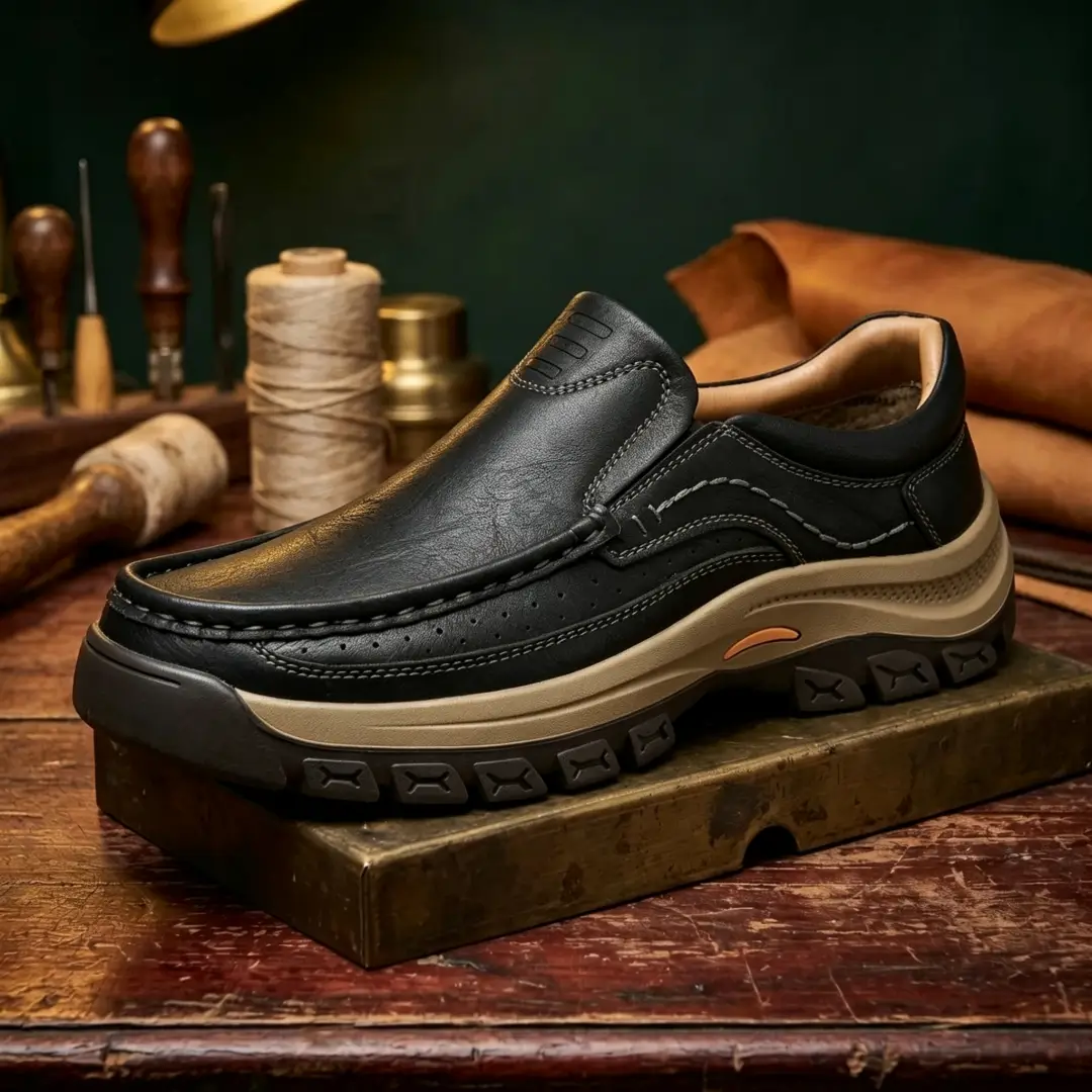 Orthopedic Walk-All-Day Loafers: Wide Toe Box & Premium Arch Support - Men's Leather Casual Shoes