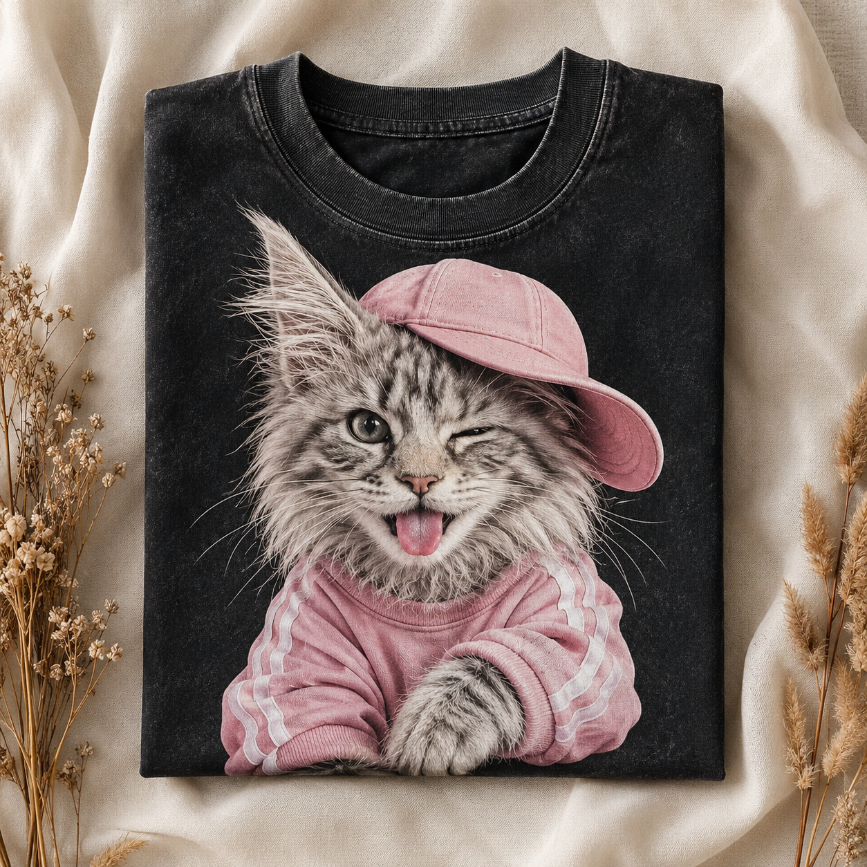 Pink Hat Kitty – Vintage Cat Tee