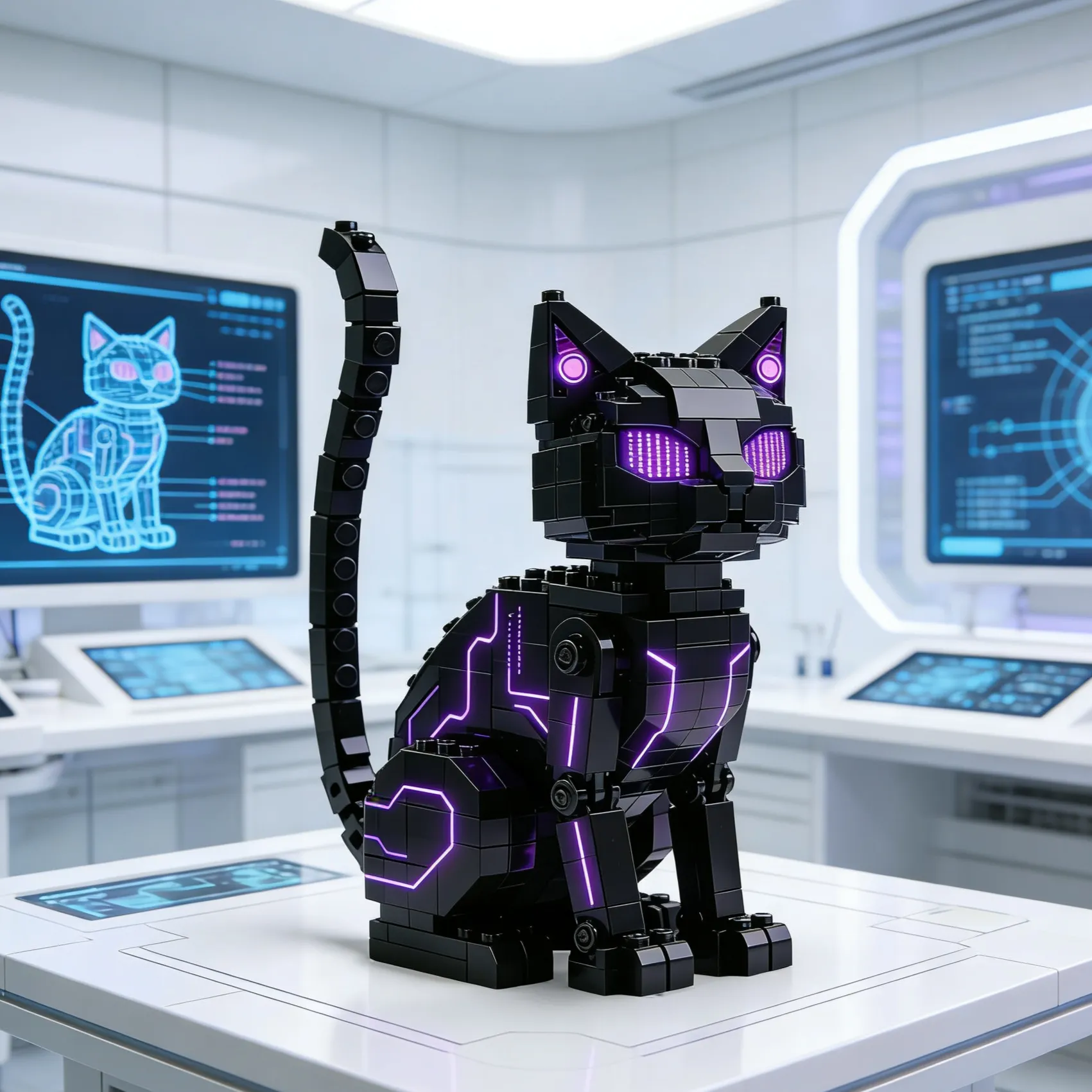 🐈‍⬛Hacker Ghost Mecha Cat Building Block set