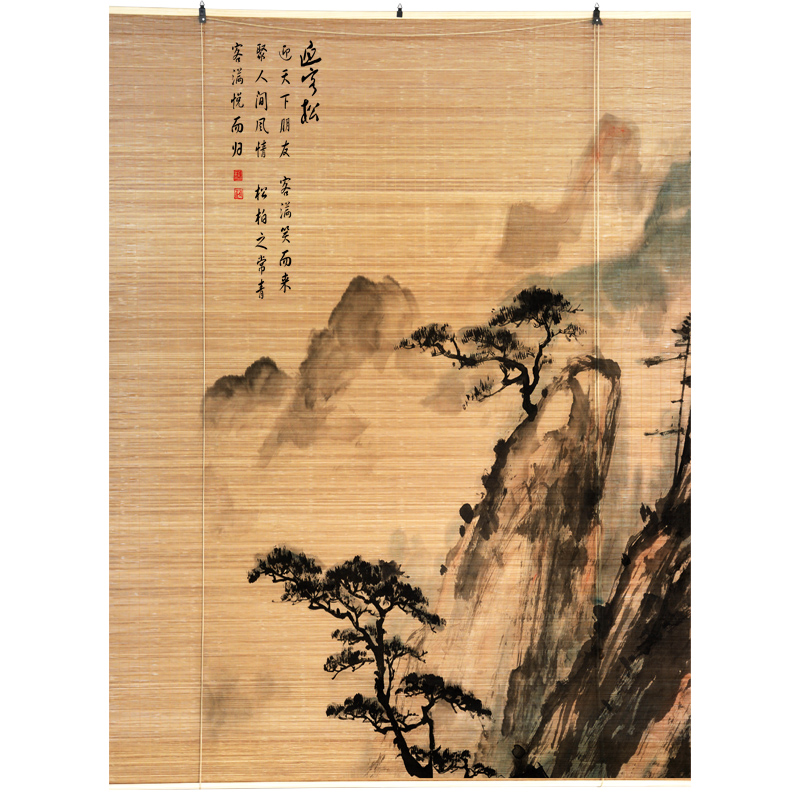 碳化印花竹帘印画卷帘茶室民宿餐厅中式古典背景隔断装饰遮阳帘子