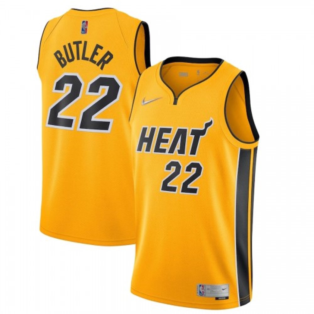 Men's Miami Heat Yellow Earned Edition Swingman Basketball Jersey – Jimmy Butler