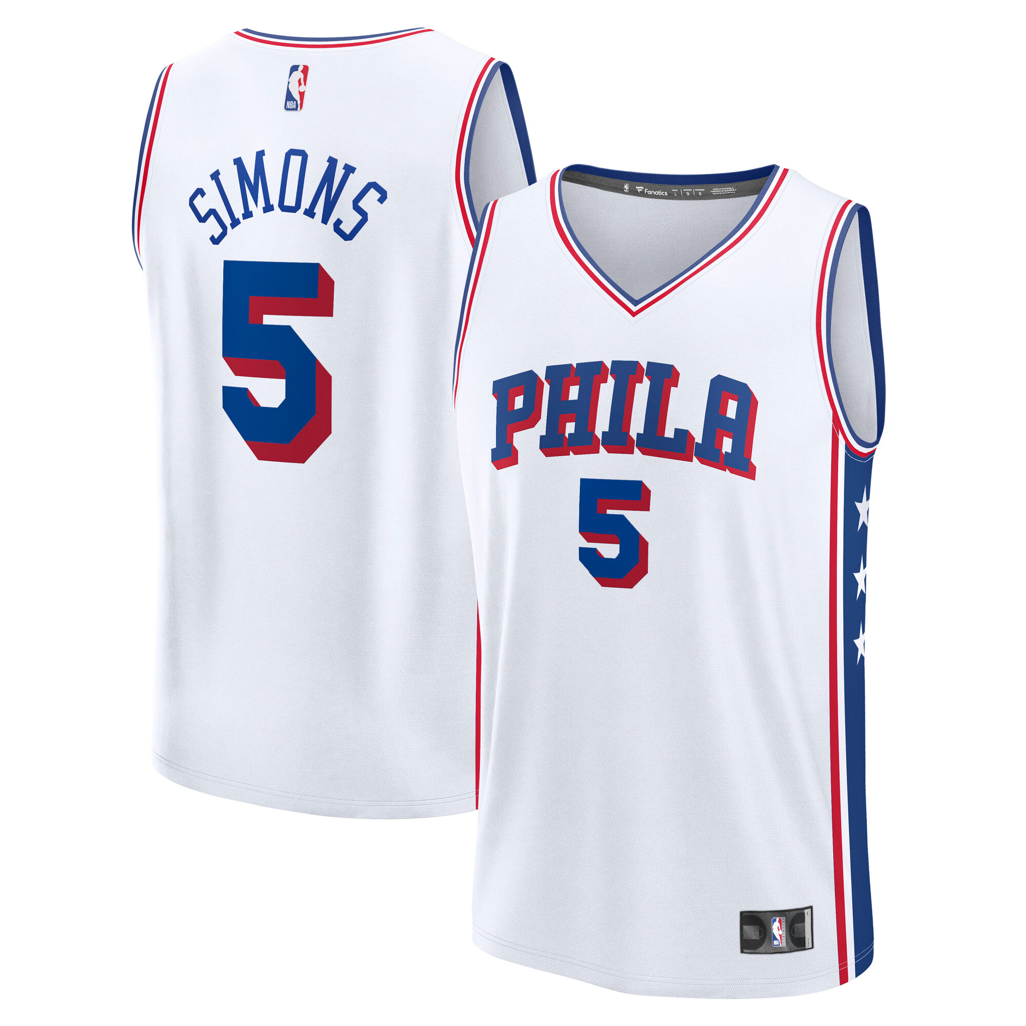 Men's Philadelphia 76ers White Fast Break Association Replica Basketball Jersey – Anfernee Simons