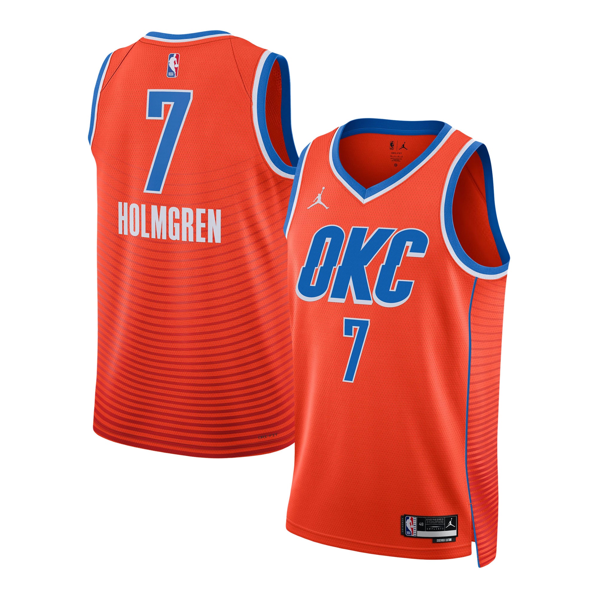 Men's Oklahoma City Thunder Orange Edition Statement Swingman Basketball Jersey – Chet Holmgren