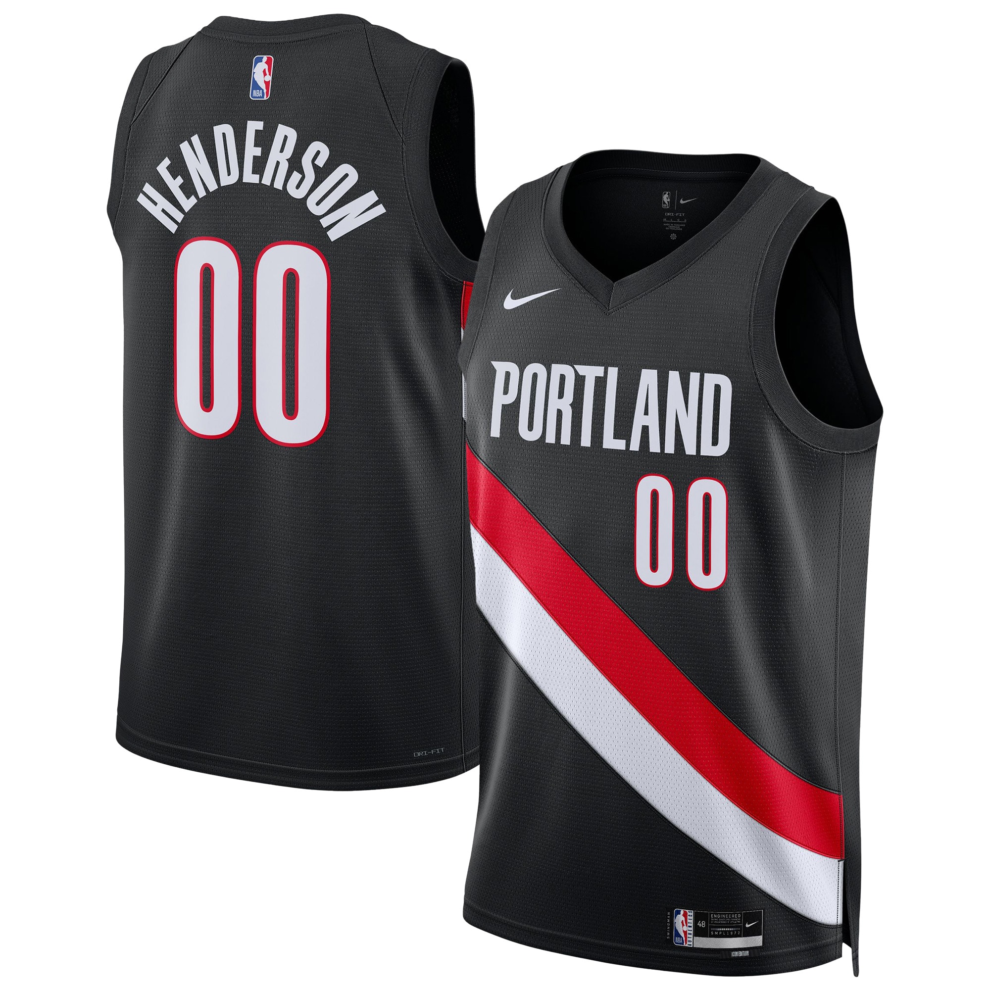 Men's Portland Trail Blazers Black Edition Icon Swingman Basketball Jersey – Scoot Henderson