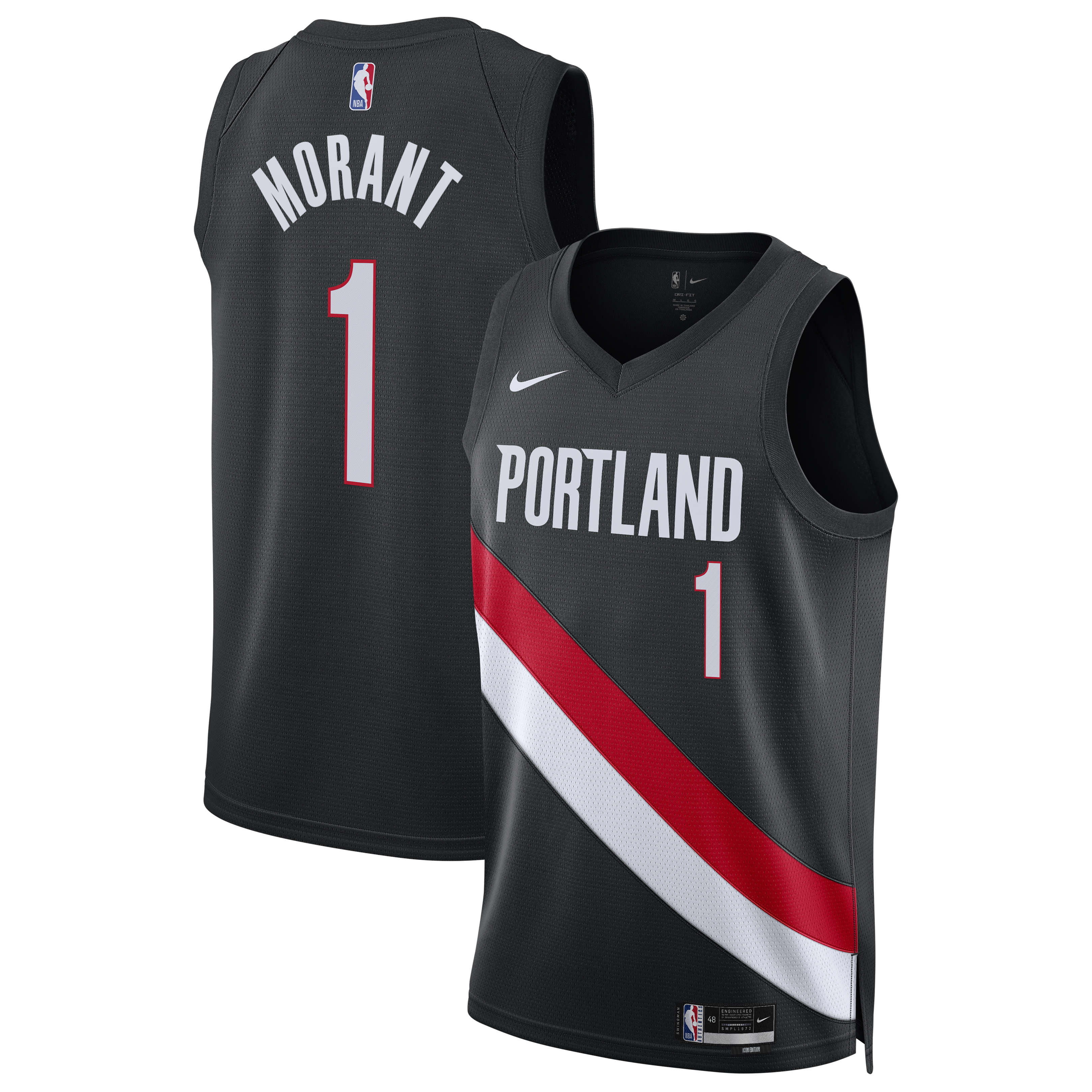 Youth Portland Trail Blazers Black Edition Icon Swingman Basketball Jersey – Ja Morant