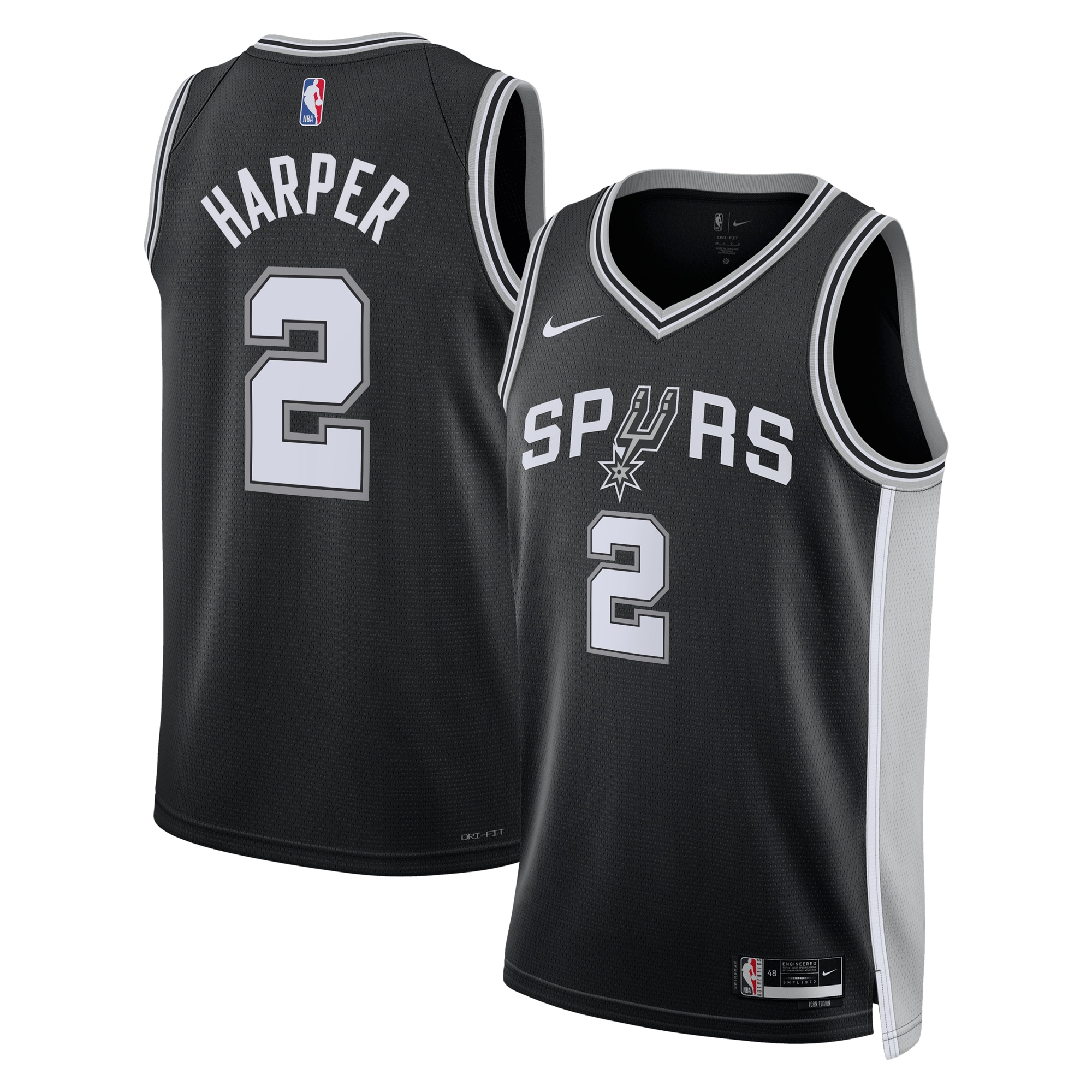 Men's San Antonio Spurs Black Draft Icon Swingman NBA First Round Pick Basketball Jersey – Dylan Harper