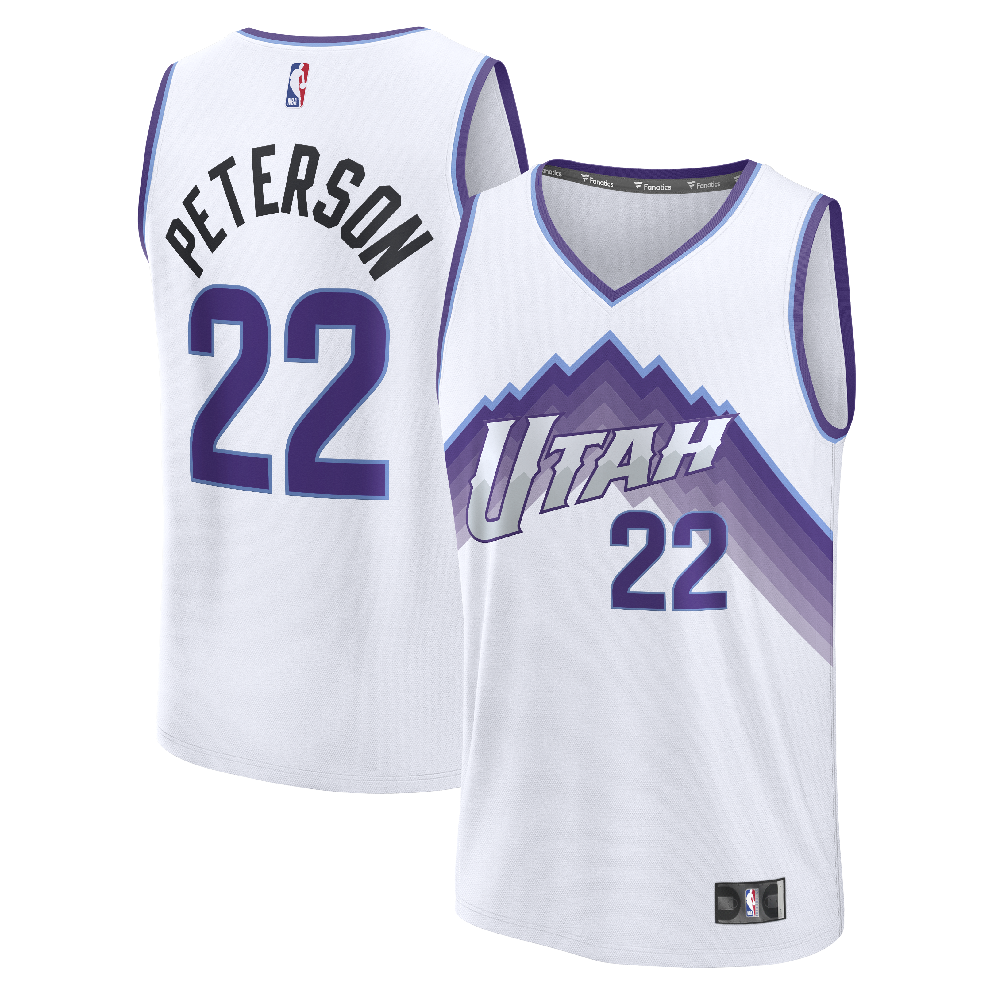 Men's Utah Jazz White Fast Break Association Edition Replica Basketball Jersey – Darryn Peterson