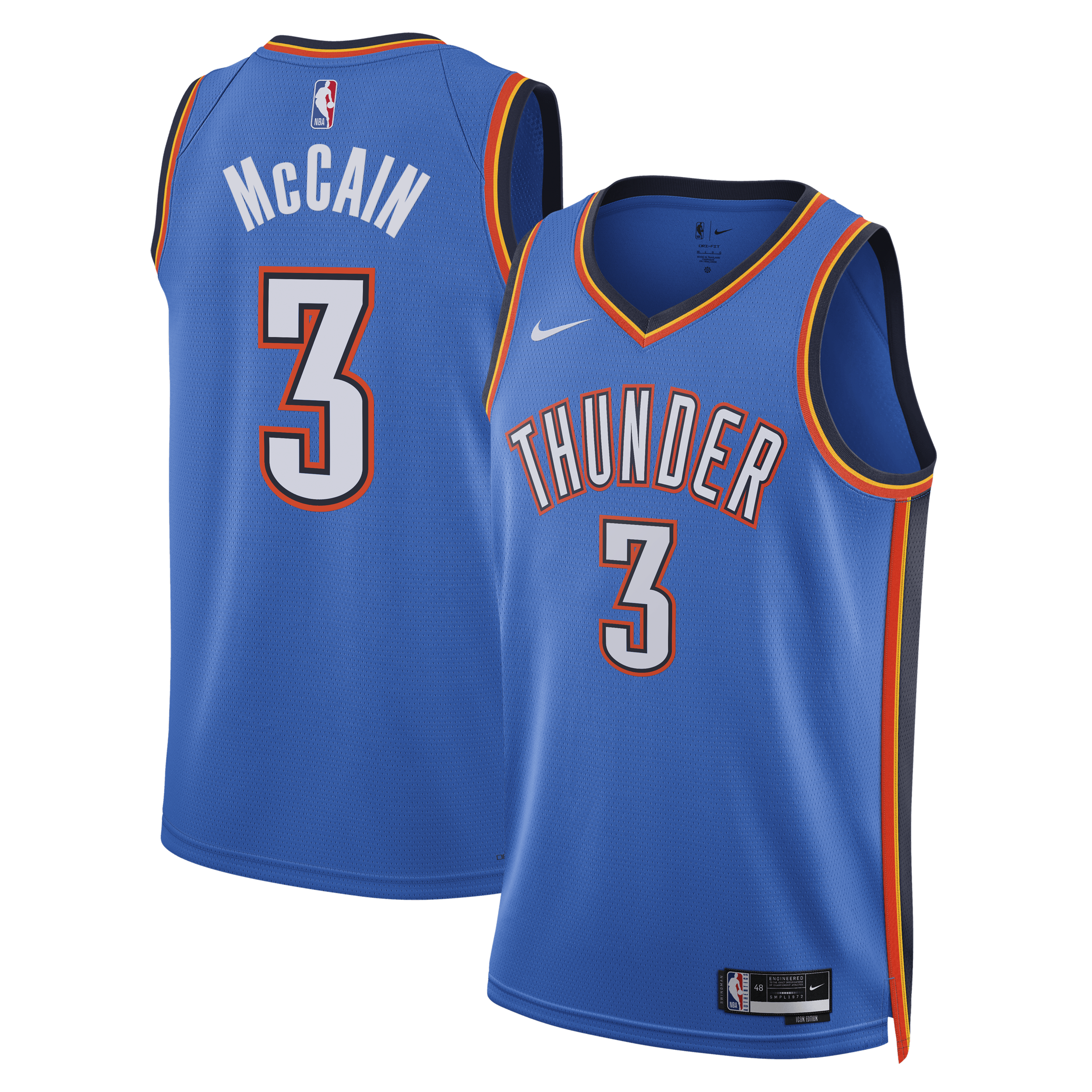 Men's Oklahoma City Thunder Blue Edition Icon Swingman Basketball Jersey – Jared McCain