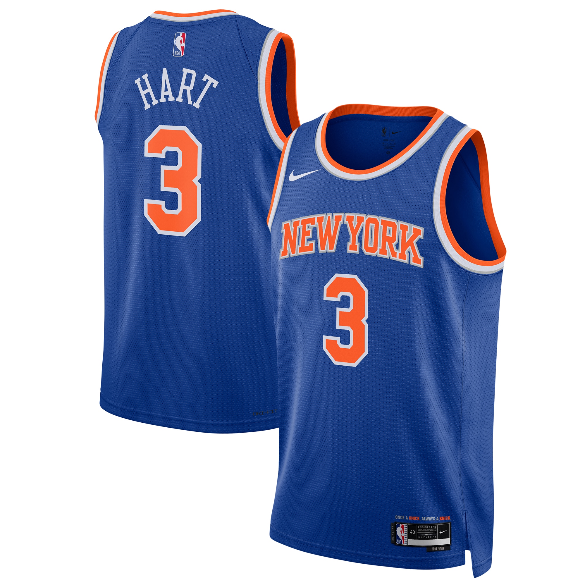 Women's New York Knicks Blue Edition Icon Player Basketball Jersey – Josh Hart