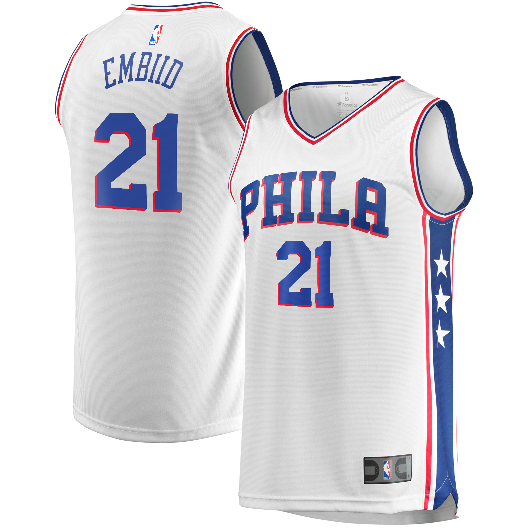 Men's Philadelphia 76ers White Association Edition Replica Basketball Jersey – Joel Embiid
