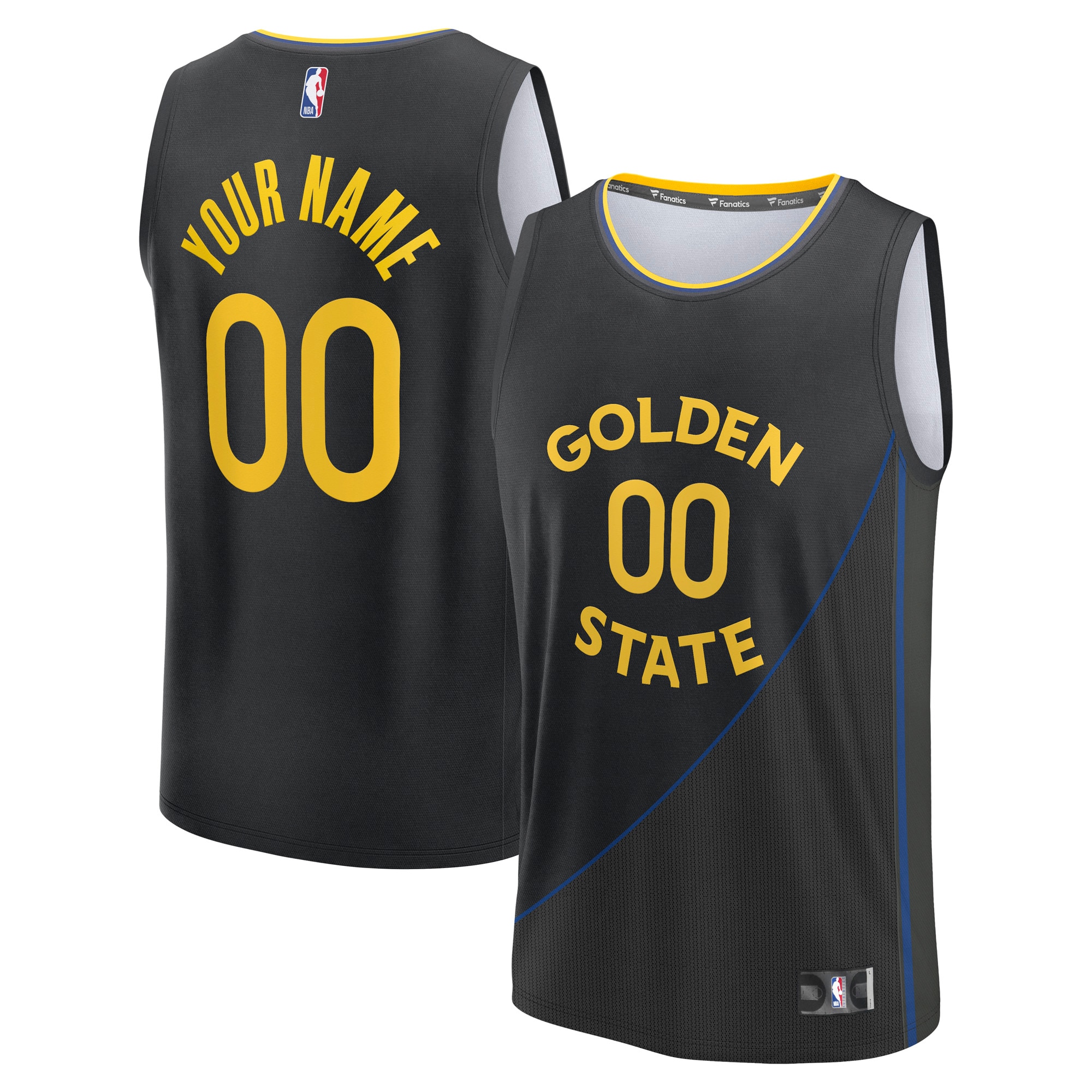 Men's Golden State Warriors Black Fast Break Custom Edition Statement Basketball Jersey