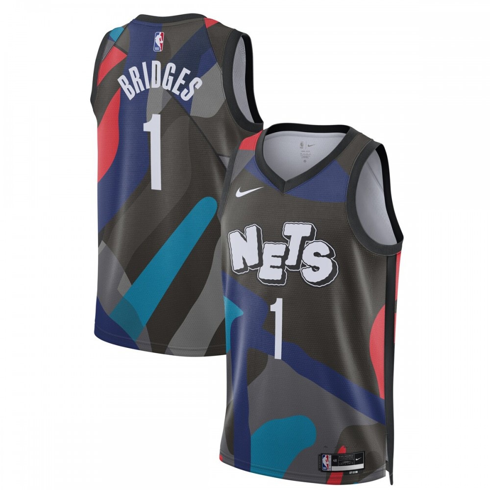 Men's Brooklyn Nets Black Edition City Swingman Basketball Jersey – Mikal Bridges