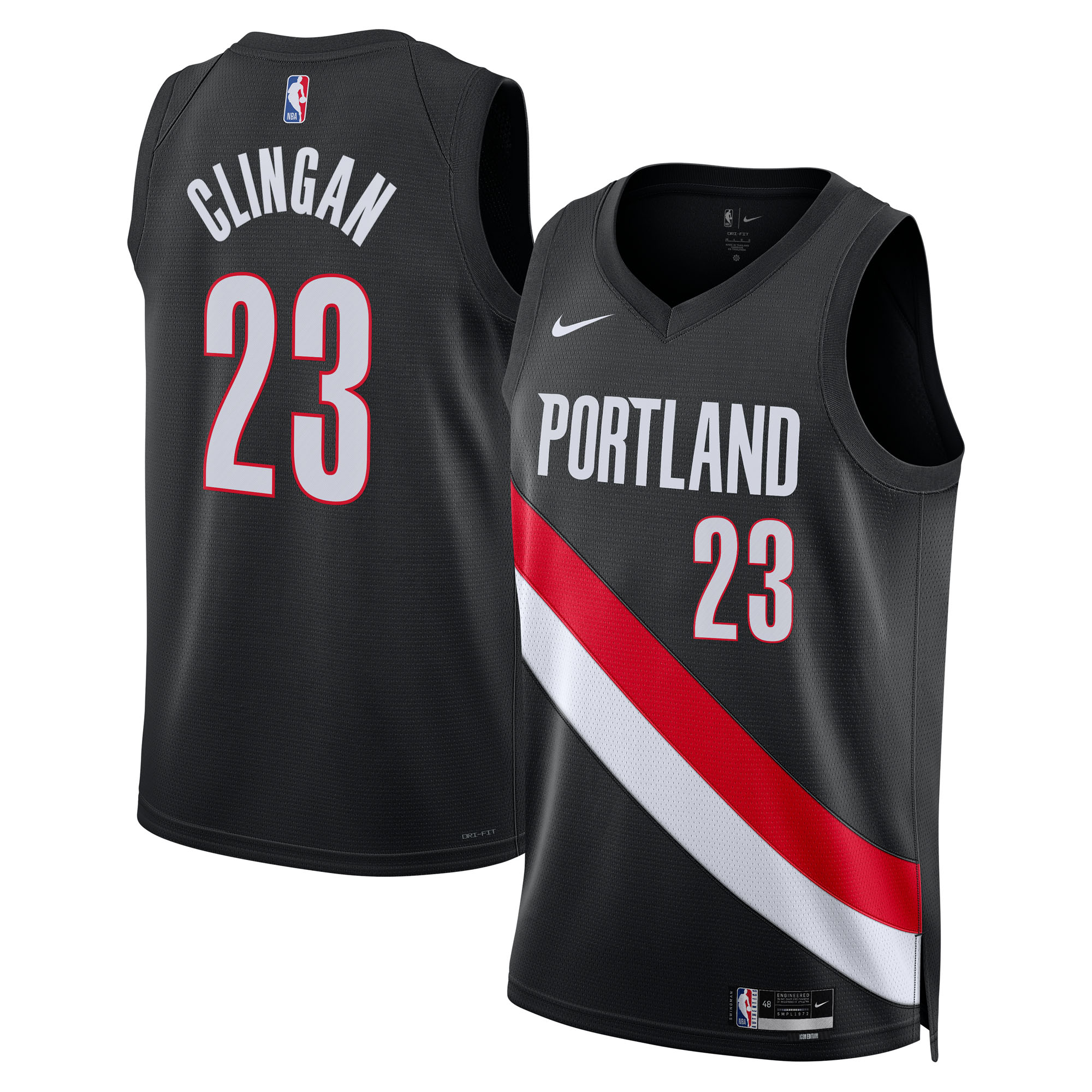 Men's Portland Trail Blazers Black Edition Icon Swingman Basketball Jersey – Donovan Clingan