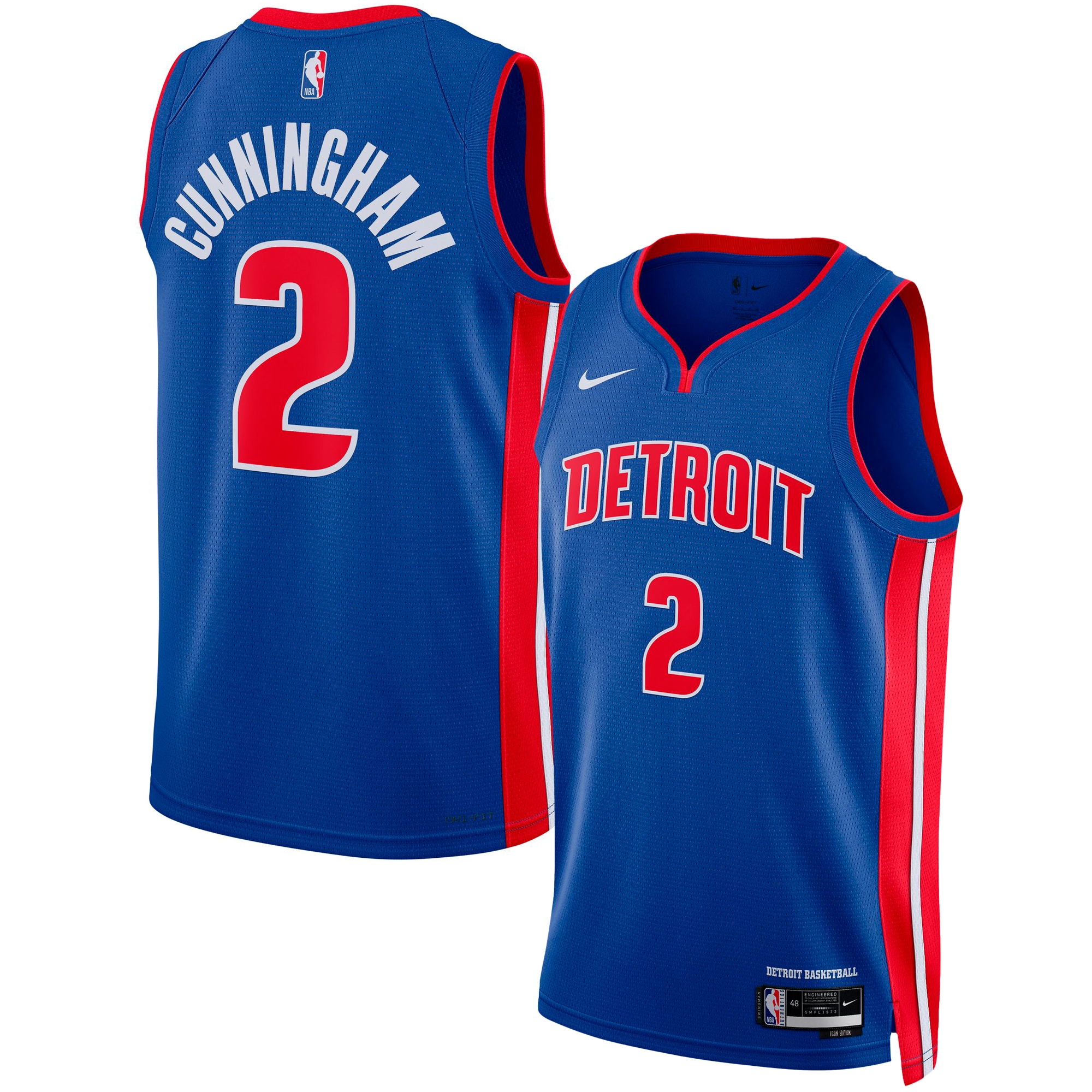 Men's Detroit Pistons Blue Edition Icon Swingman Basketball Jersey – Cade Cunningham