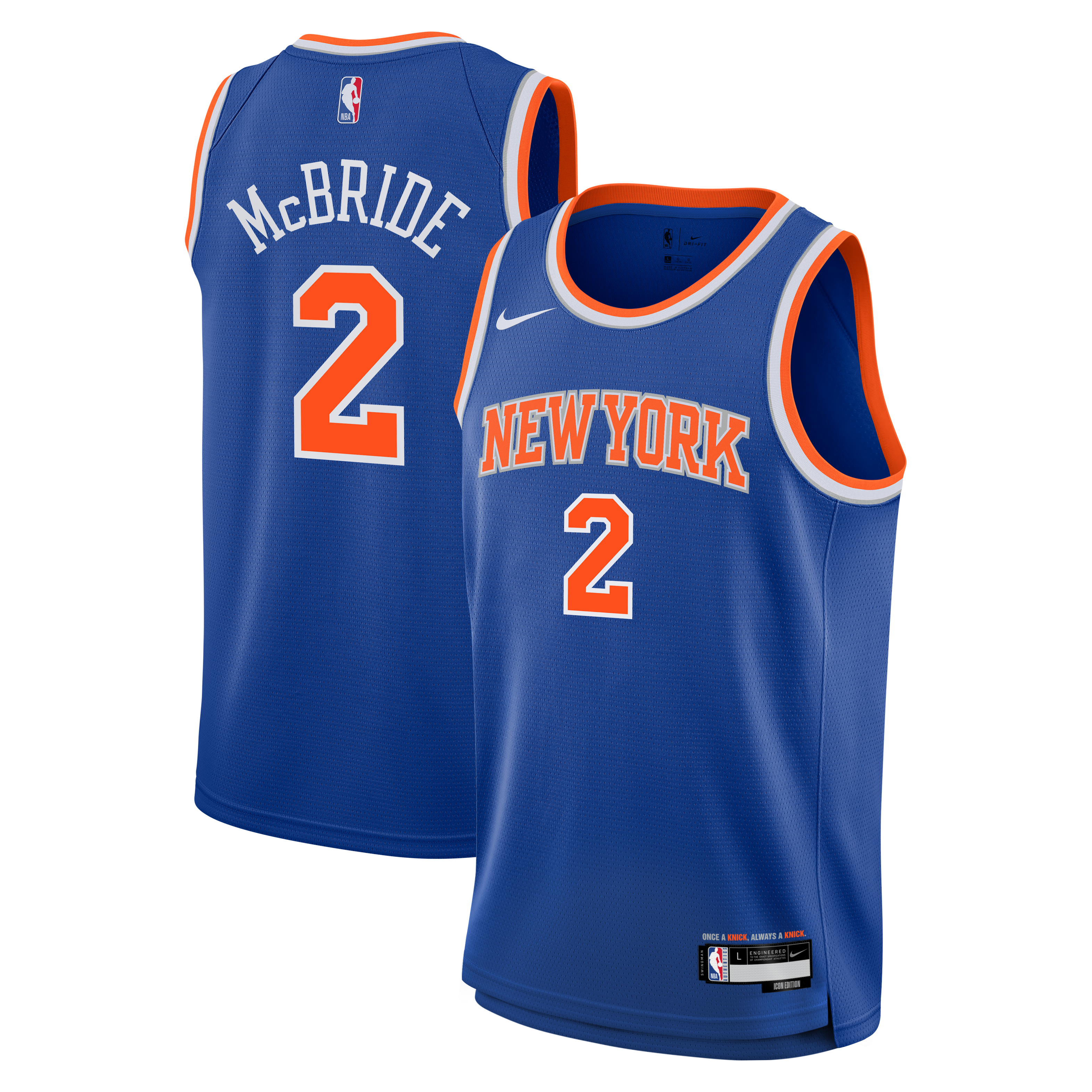 Men's New York Knicks Blue Edition Icon Swingman Basketball Jersey – Miles McBride
