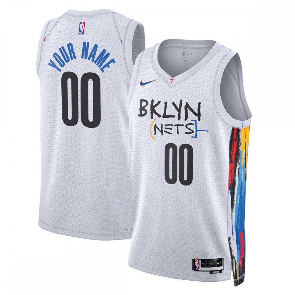 Men's Brooklyn Nets White Custom Edition City Swingman Basketball Jersey