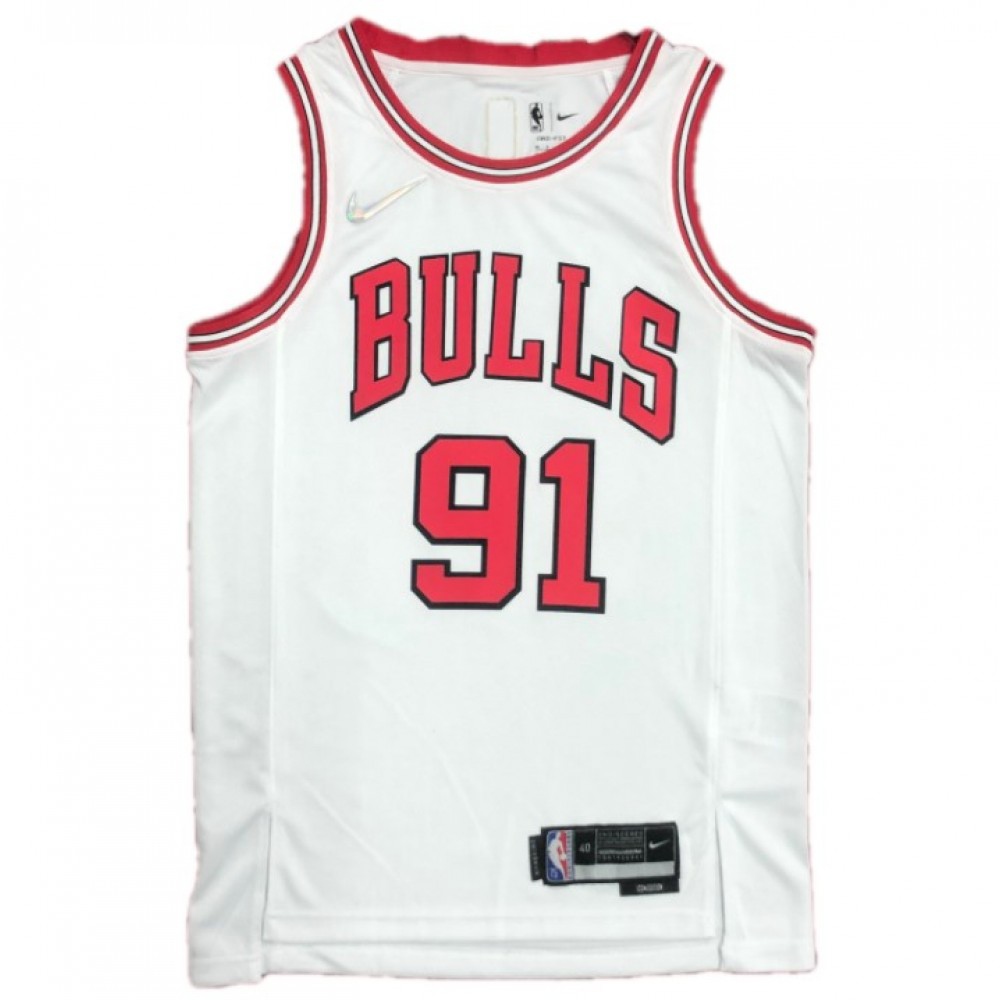 Men's Chicago Bulls White Edition Icon Swingman Basketball Jersey – Dennis Rodman
