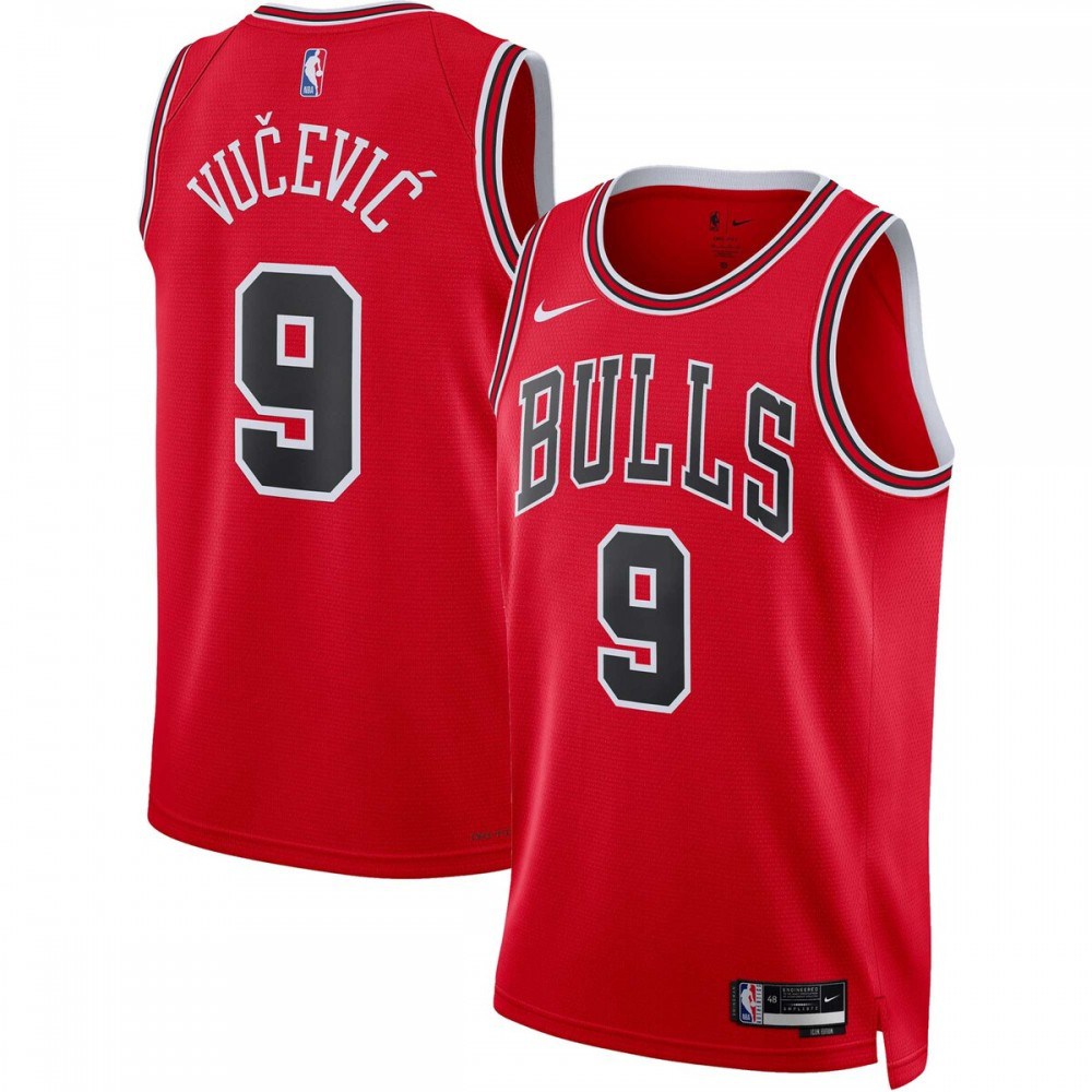Men's Chicago Bulls Red Edition Icon Swingman Basketball Jersey – Nikola Vucevic