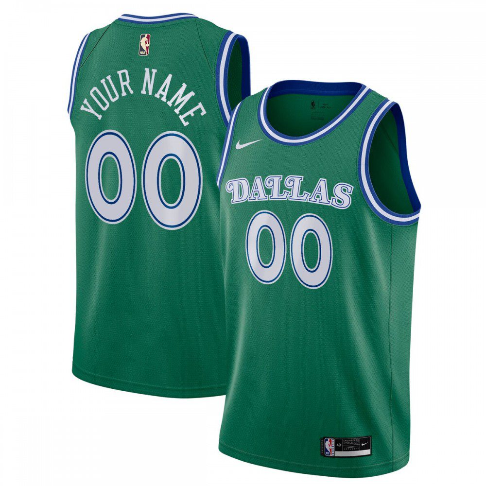 Men's Dallas Mavericks Green Hardwood Classics Custom Swingman Basketball Jersey