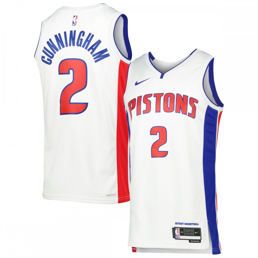Men's Detroit Pistons White Edition Icon Swingman Basketball Jersey – Cade Cunningham