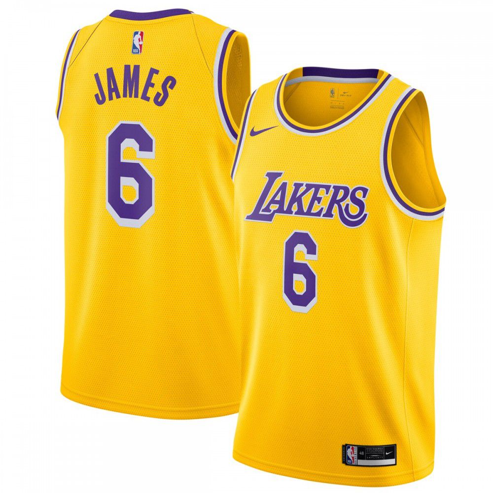 Men's Los Angeles Lakers Gold Edition Icon Player Basketball Jersey – LeBron James 6