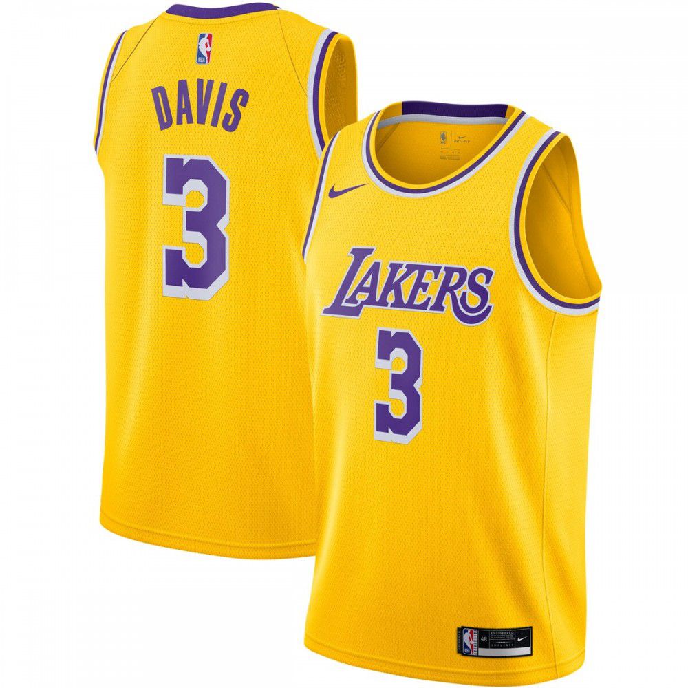 Men's Los Angeles Lakers Gold Edition Icon Swingman Basketball Jersey – Anthony Davis