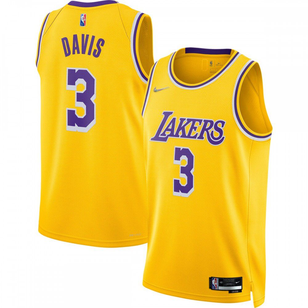 Men's Los Angeles Lakers Gold Diamond Edition Icon Swingman Basketball Jersey – Anthony Davis