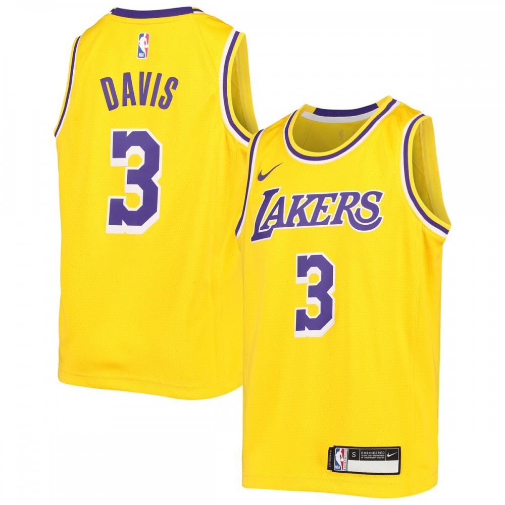 Men's Los Angeles Lakers Gold Edition Icon Swingman Basketball Jersey – Anthony Davis