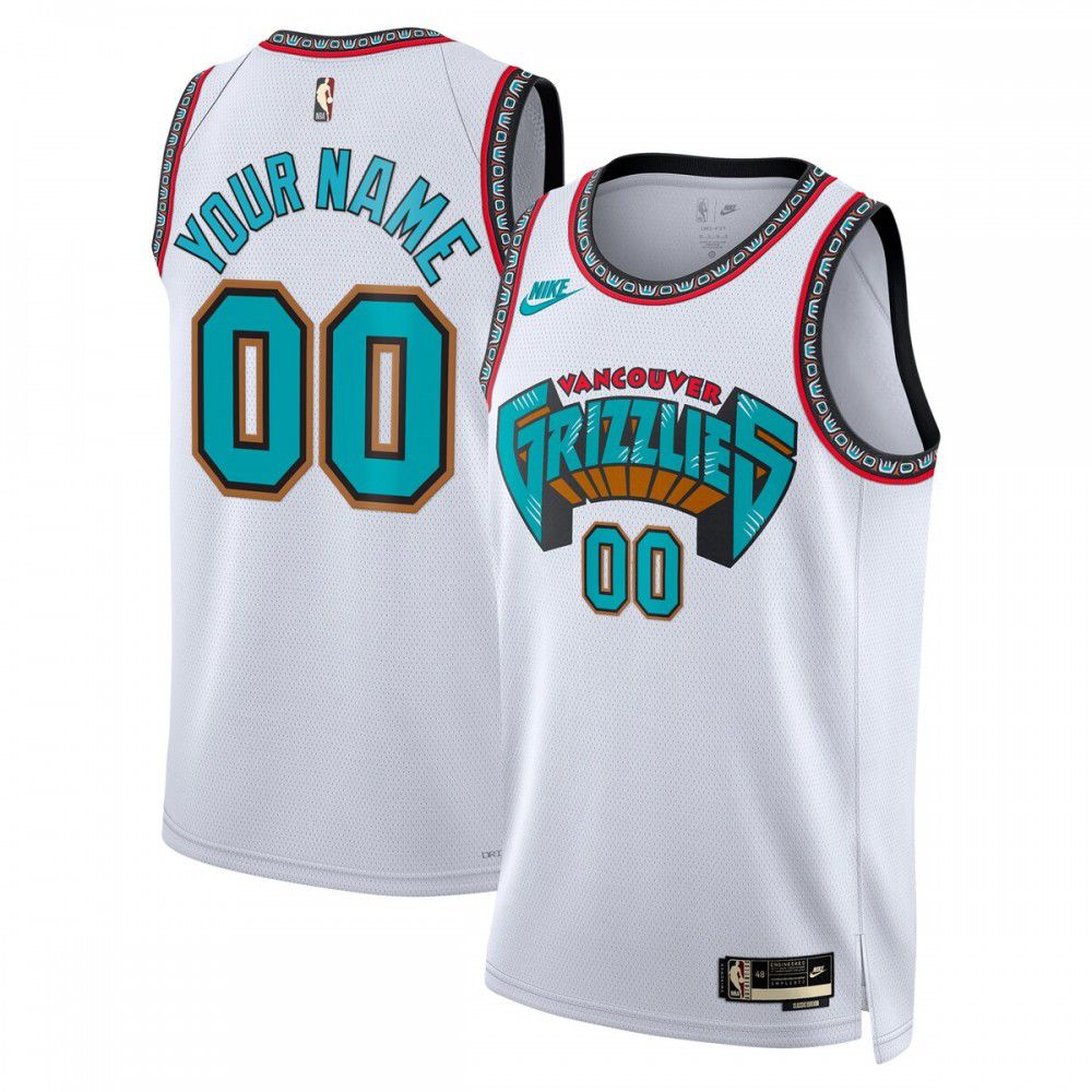 Men's Memphis Grizzlies White Custom Edition Classic Swingman Basketball Jersey