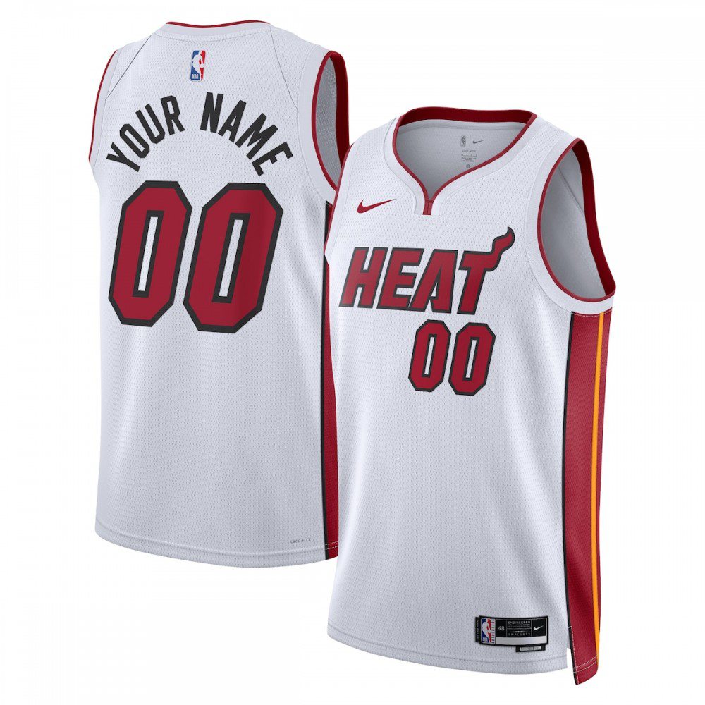 Men's Miami Heat White Custom Association Edition Swingman Basketball Jersey