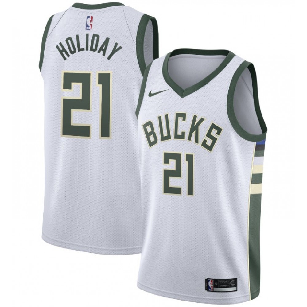 Youth Milwaukee Bucks White Association Edition Swingman Basketball Jersey – Jrue Holiday