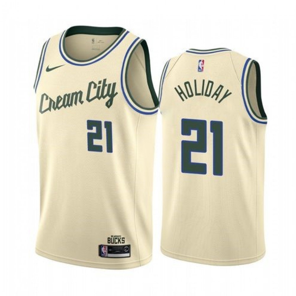 Youth Milwaukee Bucks White Edition City Swingman Basketball Jersey – Jrue Holiday