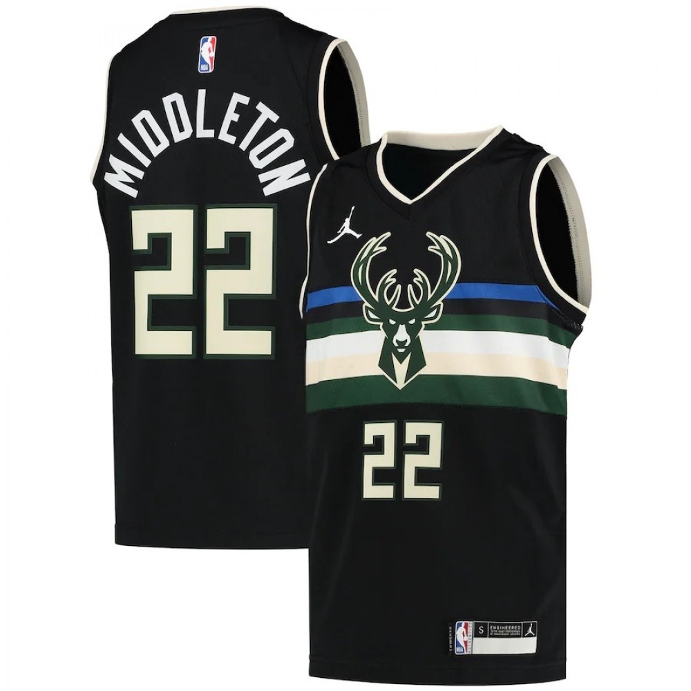 Youth Milwaukee Bucks Black Edition Statement Swingman Basketball Jersey – Middleton Jordan