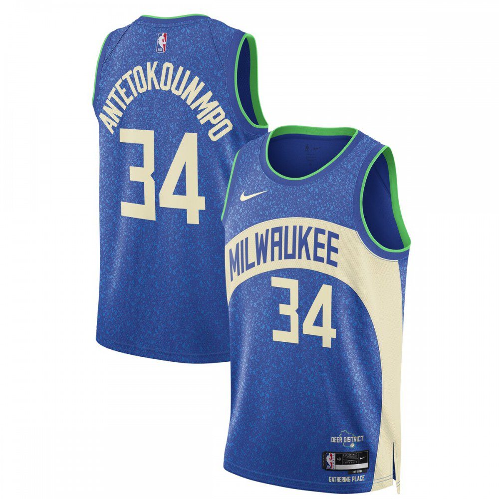 Youth Milwaukee Bucks Blue Edition City Swingman Basketball Jersey – Giannis Antetokounmpo