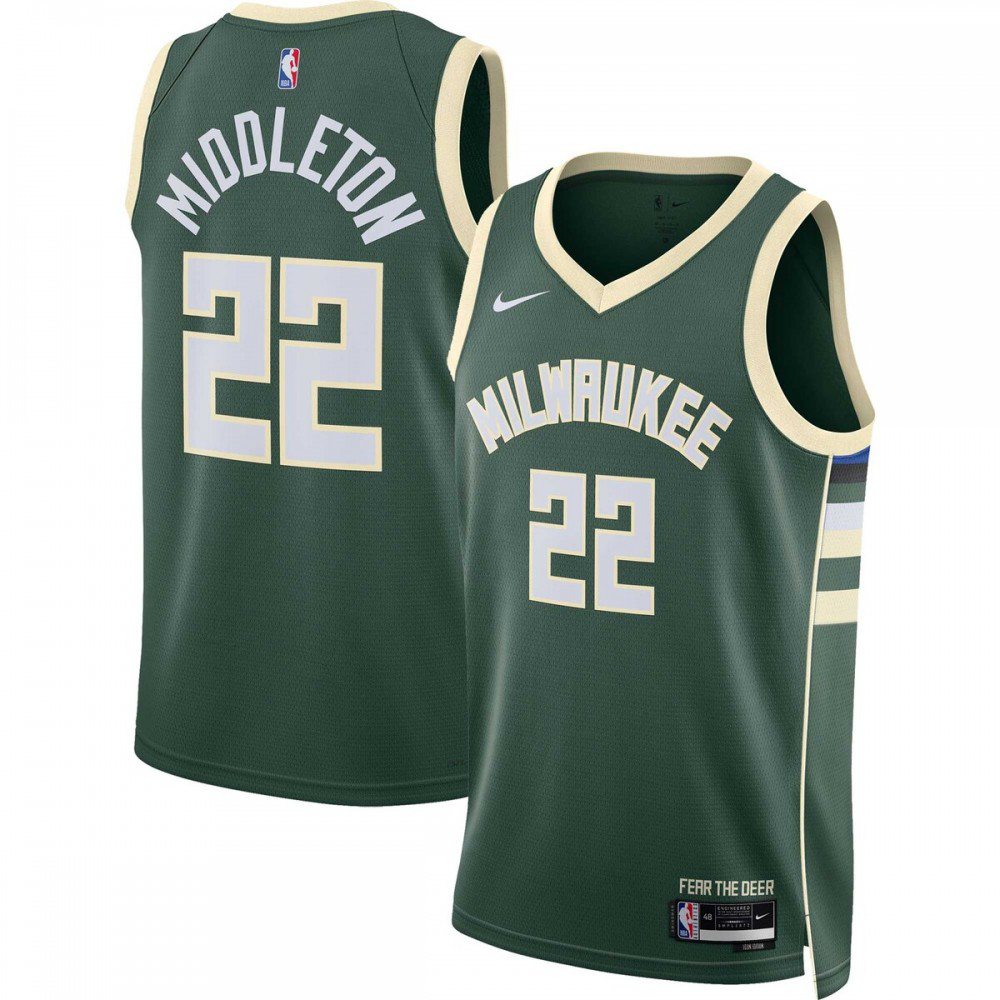 Men's Milwaukee Bucks Hunter Edition Icon Swingman Basketball Jersey – Khris Middleton